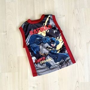 Batman DC Comic Book Caped Crusader Red Tank Top Shirt Sleeveless Mesh 24 Months